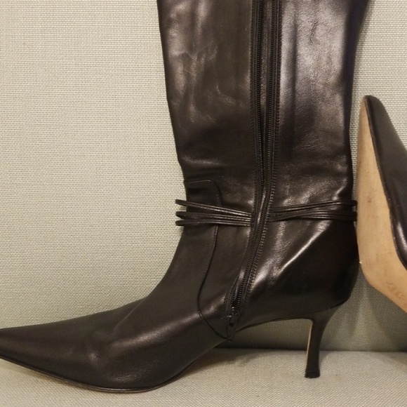 LUMIANI black Italian leather boots - Picture 5 of 8